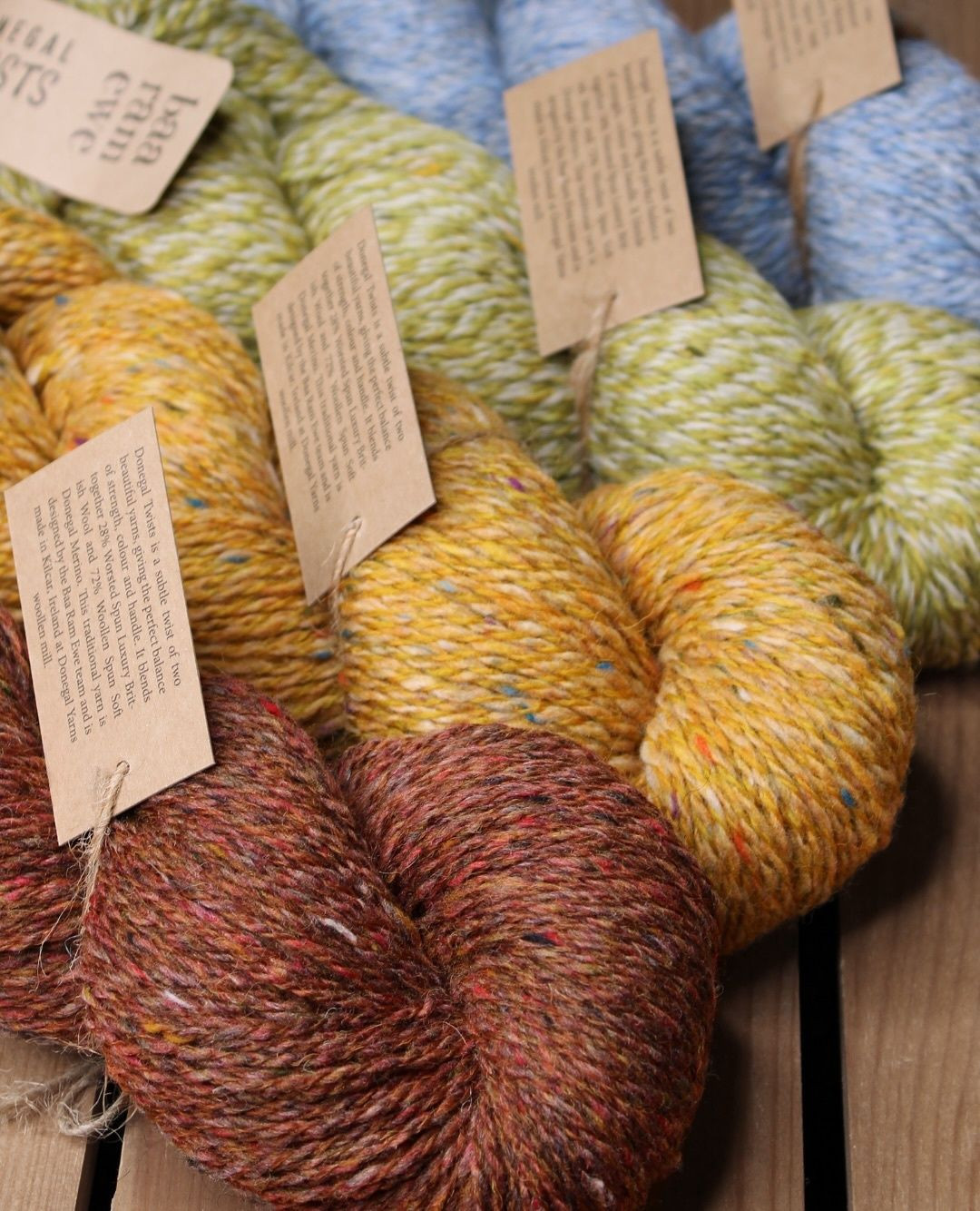 Instagram post with the caption: Introducing Donegal Twists from Baa Ram Ewe! 🌀
Donegal Twist...